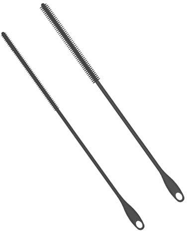 2St Silikon Strohhalmbürsten, 6mm+8mm Extra Lang Strohhalm Reinigungsbürste Wiederverwendbar Hängend Stroh Reinigungsbürste Biegbare Fugenbürste für Glas Metall Strohhalm (Grau)