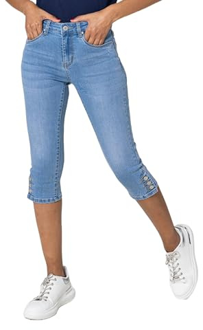 Nina Carter P516 dam Capri Slim Fit jeans HIGH midja sommar jeans, Ljusblå (P516-6), L (Smal)