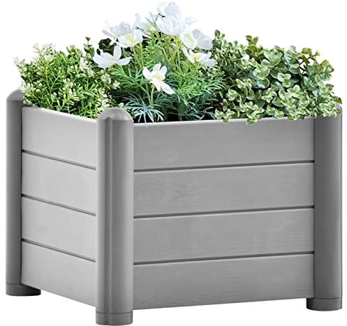 ShGaxin Garten-Hochbeet PP Stein Grau 43x43x35 cm, Palettenrahmen, Hochteich, Gemüsebeet, Kräuterregal Balkon, Blumenbeet, Kräuterspirale, Tomatenbeet, Pflanzhochbeet - 317579