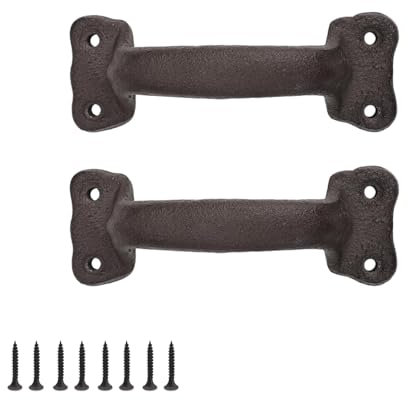 KLEHOPE 2 Pièces Poignée Porte Coulissante Noire, Poignée de Porte Extérieure en Fer Forgé, Longueur 140 mm, Poignet de Portes Vintage avec Vis, Adaptée aux Remise, Garages, Granges, Placards