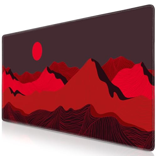 Abetcabe Gaming Mauspad XXL, Mousepad 900 x 400mm, Artistic Berg Mauspad groß Vernähte Kanten WassXerdicht Anti-Rutsch für PC, Laptop Verbessert Präzision und Geschwindigkei