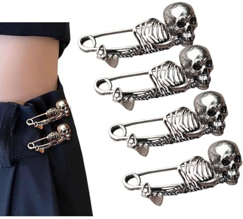 yovont Mystische Totenkopf-Brosche im Gothic-Stil, Vintage-Totenkopf-Brosche, Punk-Kreativ-Kragennadel, Gothic-Totenkopf-Anstecker, für Kleidung, Taschen und Hüte (Silver)