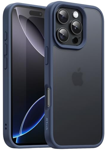 JETech Matte Hülle für iPhone 16 Pro, Sturmblau | Robuster Schutz, Matte Rückseite, Anti-Fingerabdruck, Stoßfestes Design
