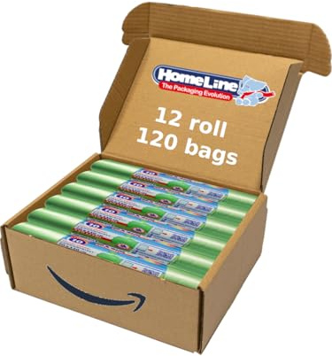 HOME LINE - 120 bolsas de basura de 110 litros - 70 x 110 cm - Bolsas con lazos, antigoteo y ultrarresistentes | Bolsas de basura para recogida selectiva - Color verde