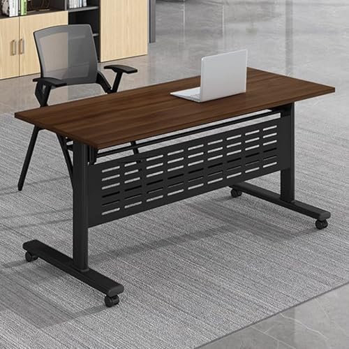 SDFVSDF Konferenztisch Klappbarer Schulungstisch mit Holzmaserung, Büro-Konferenztisch mit Feststellrollen, Leichter Seminar- und Besprechungstisch für Unternehmen(160x60x75cm)