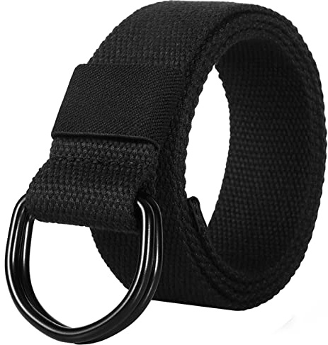 ITIEZY Cinturón de trabajo de lona, cinturón de hombre sin agujeros, ajustable sin niveles, cinturón de tela para exteriores para trabajo y viajes, 01 negro, Größe: 90-100cm (Gesamtlänge 120cm)