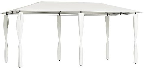 Xichuzi Pavillon mit Pfostenabdeckungen, Faltpavillon, Pergola, Partyzelt, Standmarkise, Sonnenzelt, Garten Pavillion, Grillpavillon, 3x6x2,6 m Creme 160 g/m²