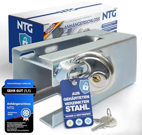 NTG – Candado redondo antirrobo para remolques y caravanas, cerradura galvanizada con llave, cerradura de caja para enganche de remolque, resistente y resistente a la intemperie, accesorio universal