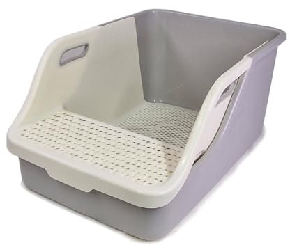 Katzentoilette mit Sieb, XXL große Siebtoilette mit Sandfilterschaufel, Spritzschutz, 72 X 41X 29 (cm) Katzentoilette, leicht zu reinigen, Petix (Grau)