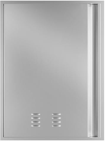 Edelstahltür für Außenküchen, 50,8 x 68,9 cm (B x H), Einzelne Grill-Zugangstür mit versenktem Griff und Belüftungsöffnungen, für Außenküche und Grillinsel, Silber