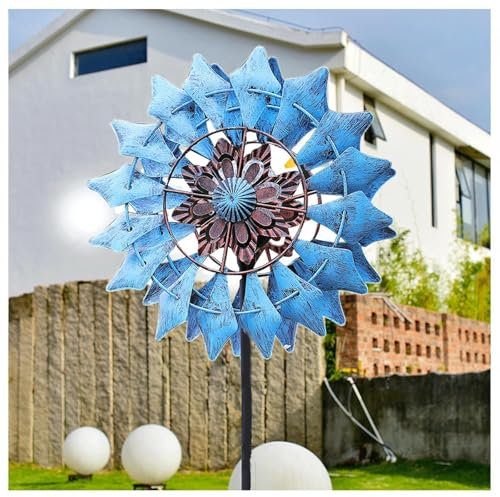 Windrad Metall, 190×32cm,Saisonale Garten WindmüHle Solar Leicht Zusammenzubauen Garten WindmüHlen Geeignet für Terrassenrasen und Gärten