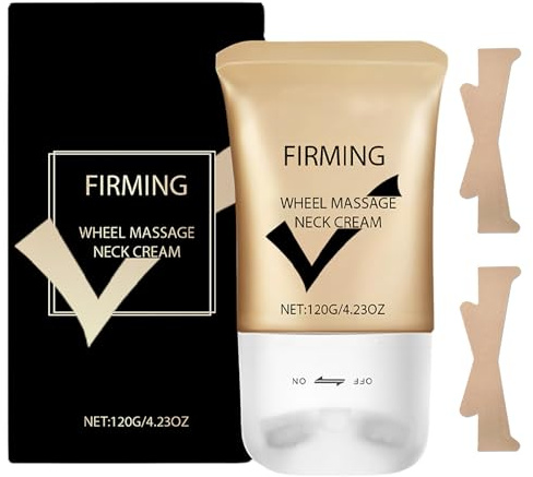 Halscreme Straffend,Hals und Dekollete Creme,Firming Neck Cream with Roller,zur Reduzierung von Halslinien und Schlaffer Haut,für Alle Hauttypen,mit Neck Masks