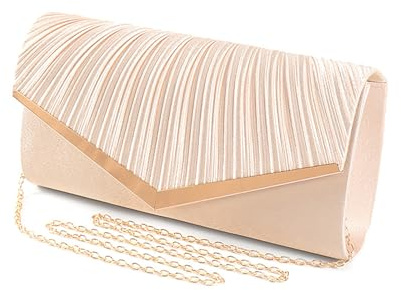 FENGQQKJ Damen Abendtasche Gold Clutch Brauttasche Kettentasche Glitzer Umschlagtasche Roségold für Hochzeit Ball und Party