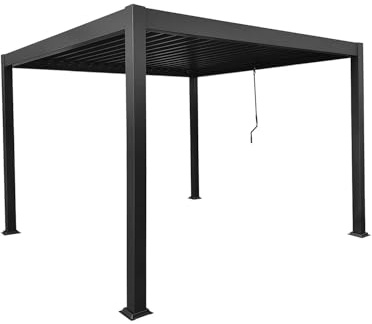 Vente-unique - Pergola bioclimatique autoportante en Aluminium avec Lames orientables - 9 m² - Anthracite - Amalfi