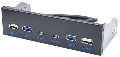 Jooehyer USB 3.0 Front Panel for Desktop 5.25In CD-ROM Drive Bay USB3.0/3.2 19Pin USB2.0 9Pin to 2x USB Type C+2x USB3.0+2xUSB2.0