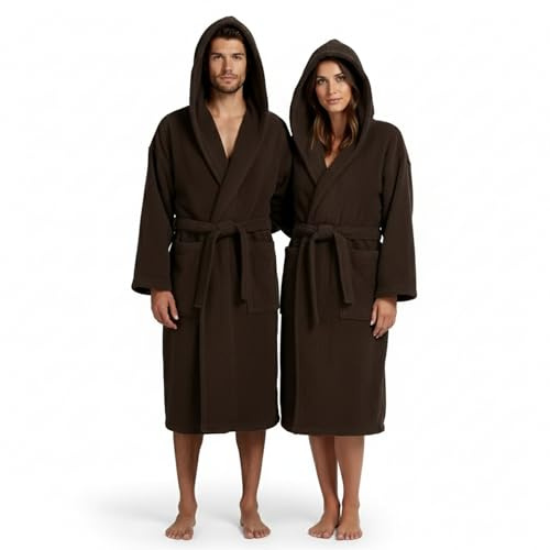 BOSKIMO Albornoz de Baño Unisex con Capucha 100% Algodón OEKO-TEX – Bata para Hombre y Mujer – Rizo Americano – Suave y muy Absorbente