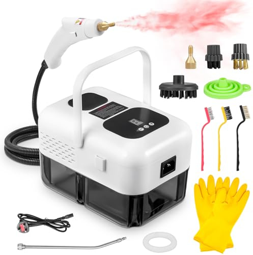 papasbox 2500W Handheld Steam Cleaner, 9-Speed Portable Steamer with 9 cleaning tools, 6 Brush, 1200ml Water Tank, 10s Heat-Up High Temperature Steam Cleaning for Car Kitchen Bathroom Floor Detailing