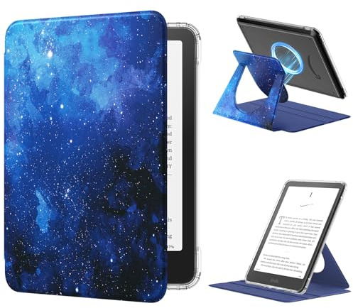 MoKo 360°Drehbar Hülle für 7 Ebook Reader 2024/2025/2026, BlauSterne | Durchsichtig, Abnehmbar Magnetisch, Verstellbar mit Ständer, Auto Wach/Schlaf, Nicht für TCL Remarkable Kobo