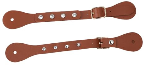 BONKZEBU Verstellbare Sporenriemen Im Vintage-Stil für Reitstiefel, mit Strass Verzierte -Spornstiefelriemen für Reiter (Braun)