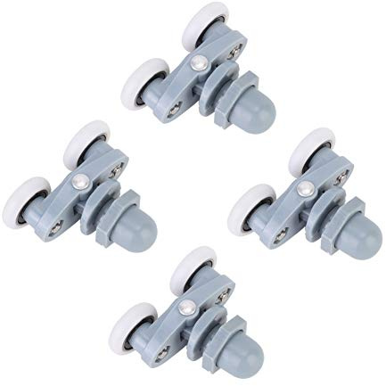 Nikou Lot de 4 Roulettes de Porte de Douche, 25 mm de diamètre, Roulette Doubles de Rechange Porte Coulissante Douche, Pièces Détachées pour Portes Verre de Salle de Bain