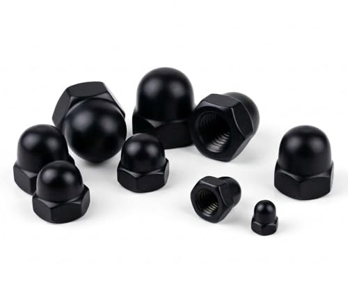 SHBAOCH M8 Hutmuttern Edelstahl, 20PC Kappenmuttern Sechskant Hutmutter hohe Form A2 V2A, Gewindestange Hutmuttern für Schrauben Gewindestangen Gewindebolzen (Schwarz)