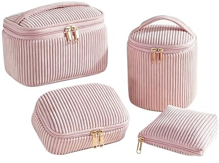Kosmetiktasche mit Reißverschluss 4 Stück Tragbare Kulturbeutel Make Up Tasche, 4 Größen Mehrfachfunktion Kosmetiktasche Damen, Große Kapazität Reise-Make-up-Organizer-Taschen (FSTW)