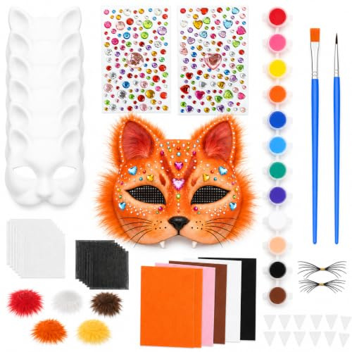 Lonimia Kit Masques Therian à Décorer 6 Pièces, Masques Chat Halloween DIY