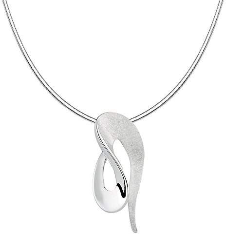 Vinani Design Anhänger verschlungen elegant geschwungen gebürstet glänzend mit Schlangenkette Sterling Silber 925 Kette Italien 2AMG-S00