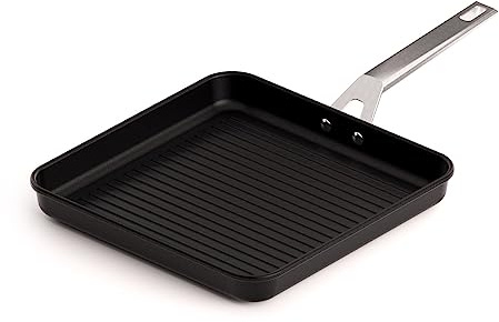 Valira Aire - Grill premium de 28x28 cm hecho en España, aluminio fundido con antiadherente reforzado, no apto para inducción