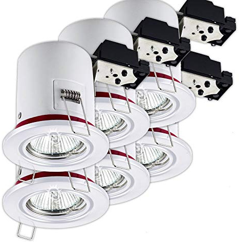 Lot de 6 Support de spot BBC Orientable Blanc diametre 90mm avec douille GU10