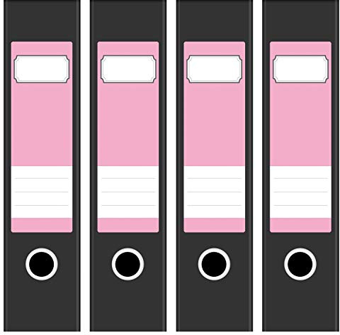 Ordneretiketten | 4 Aufkleber für breite Akten-Ordner | Farbe Mädchen Rosa | selbstklebende Design Akten-Etiketten | Deko Sticker für Rückenschilder Ordnerrücken | zum Beschreiben