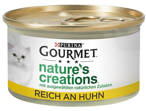 Gourmet Nature's Creation Katzennassfutter in Gelee naturbelassen, Huhn, 12er Pack (12 x 85g)