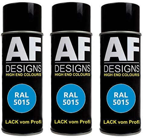 Alex Flittner Designs 3X RAL Lackspray Autolack Buntlack Spraydose RAL5015 HIMMELBLAU matt