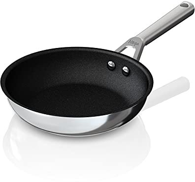 Ninja C60020 Foodi NeverStick Stainless 8-Inch Fry Pan, Polished Stainless-Steel Exterior, Nonstick, Durable & Oven Safe to 500°F, Silver