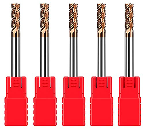 ASNOMY Vierkantfräser aus Hartmetall, 3 mm, Mikrokornharbid-Spitzenfräser für legierte Stähle/gehärtete Stähle, 4-Kopf Fräser, AlTiN HRC55 beschichtet, 5 Stück