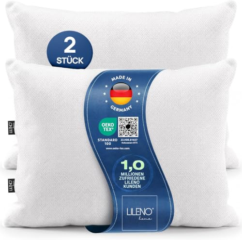 LILENO HOME Kissenfüllung 40x80 (2er Set) | Pralle Füllung für Couchkissen | & Dekokissen | Wolkenweiches Sofa Pillow 40x80 & Schlafkissen Made in Germany | Kissen Set mit Oeko-Tex Klasse 1