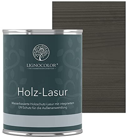 Lignocolor Holzlasur für Außen & Innen 750ml (Graphitgrau) | Wetterfeste Holzschutzlasur mit UV-Schutz für Zäune, Gartenmöbel & Gartenhäuser – wasserbasiert, tropfgehemmt, tiefenwirksam