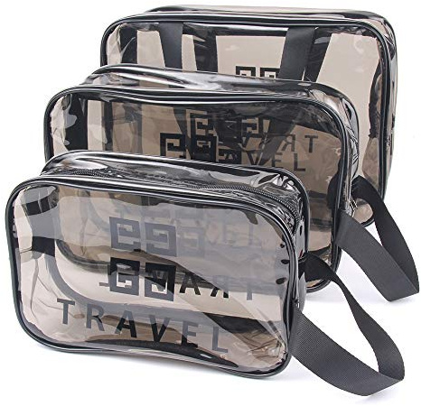 Transparenter Kulturbeutel 3er-Set, wasserdichte PVC-Kosmetiktasche