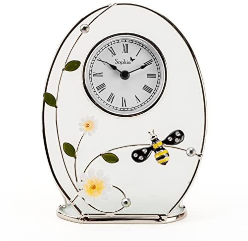 widdop Sophia Horloge de cheminée en fil et verre Motif abeille