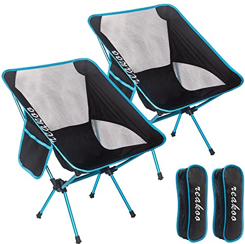 reakoo Chaises de Camping Pliantes Portable Lot de 2, Compacte Ultra Légère et Portable Chaise Pliante Camping, avec Sac de Transport pour l'extérieur, Plage, Pêche, Pique-Nique
