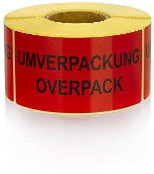 MD Labels Warnetiketten auf rolle 100x50mm Umverpackung/Overpack 500 Stück -Versandaufkleber - Versandhinweis Haftetiketten