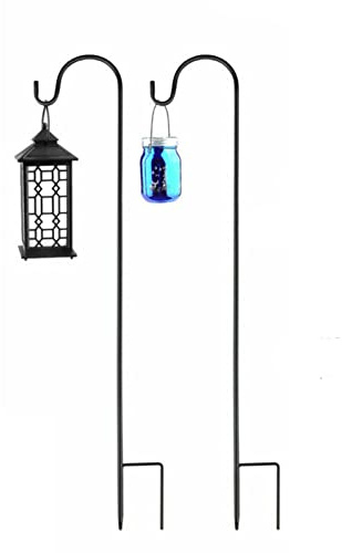 Schäferhaken, Metall, schwarz, Ständer, Kleiderbügel, Garten, 3 Abschnitte, Nähhaken, Vogelfutterstation, Stangen für Garten, Pflanzenlichter, Hochzeiten, Blumenball, Pflanzenkörbe, Laterne (100 cm)