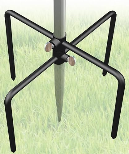 Garbuildman Pole Stabilizer Stand Applies to 0.62” Poles, Outdoor Bird Feeder Pole Base, In-Ground Anchor Support for Shepherds Hooks, Black, 1 Pack