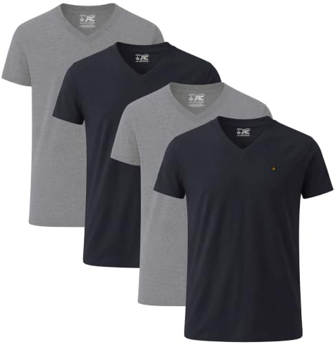 JRC Just Royal Clothing Pack of 4 Mens Short Sleeve V-Neck T-Shirts, Casual Vee Neck Tops