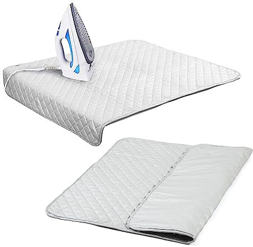 Houseables Magnetic Ironing Mat, Portable Iron Board, Heat Resistant Tabletop Pad, 36x30, Gray, Quilted, Dryer Top Cover for Irons, Steaming, Pressing, Quilting, Travel, Space Saving, Laundry Room