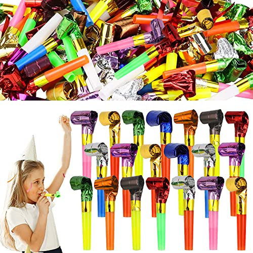 20 PCS Party Blowers Noisemakers Whistles, Colourful Party Noise Generator, Funny Celebrate Blowouts, Waterproof Loot Filler Noise Toy, Party Supplies for Birthday, Weddings, Christmas, Celebrations