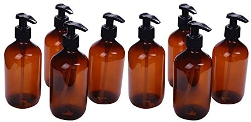 GROCKSTR Lot de 8 flacons à pompe de 500 ml pour maquillage, salle de bain, shampooing, savon, gel douche