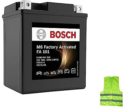 Kompatibel mit Piaggio Liberty IGET 4T 3V IE 50 für Jahr 2017 bis 2019 Batterie Bosch YTX7L-BS FA1010 aus Gel Sla gebrauchsfertig 6 Ah Ampere 12 Volt 130 x 70 x 113 mm
