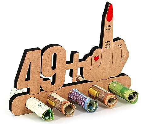 Giftota - Originelle Lustige 50. Geburtstag Geldgeschenk Holz - 49 + 1 - Jubiläum - Geschenke Aus Holz Für Frauen & Männer - Geburtstag Deko