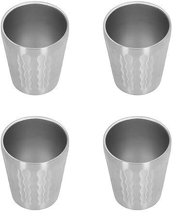 Gobelets en Acier Inoxydable, 4 Pièces 300ML Isolation Double Couche. Gobelets Gobelet d'eau Réutilisable Tasses Empilables, Verres à Boire en Métal pour Les Enfants Adultes Bureau